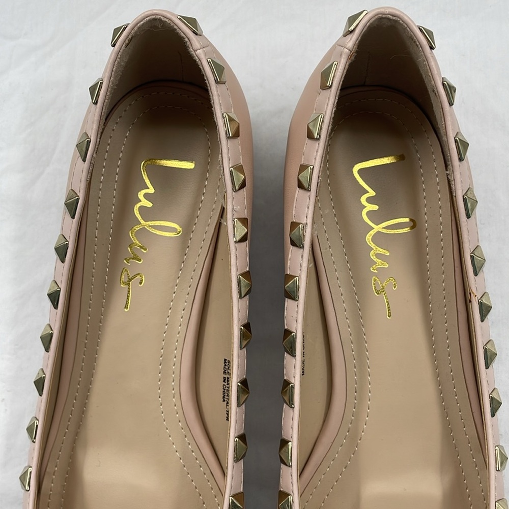 NEW! Lulus Adelyn Nude Studded Low Pointed-Toe Heels. 7.5. - Picture 6 of 15
